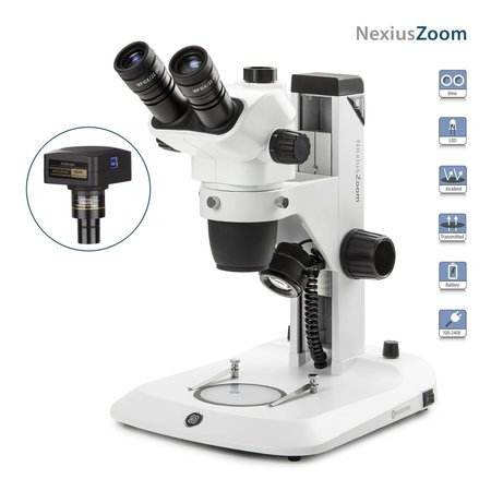 EUROMEX NexiusZoom 6.7X-45X Trinocular High-Precision Stereo Zoom Microscope w/ 5MP USB 3 Digital Camera NZ1903-S-5M3